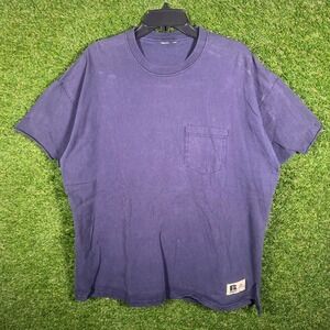 Russell Athletic Pro Cotton Pocket T Shirt Purple Mens Size XL Distressed